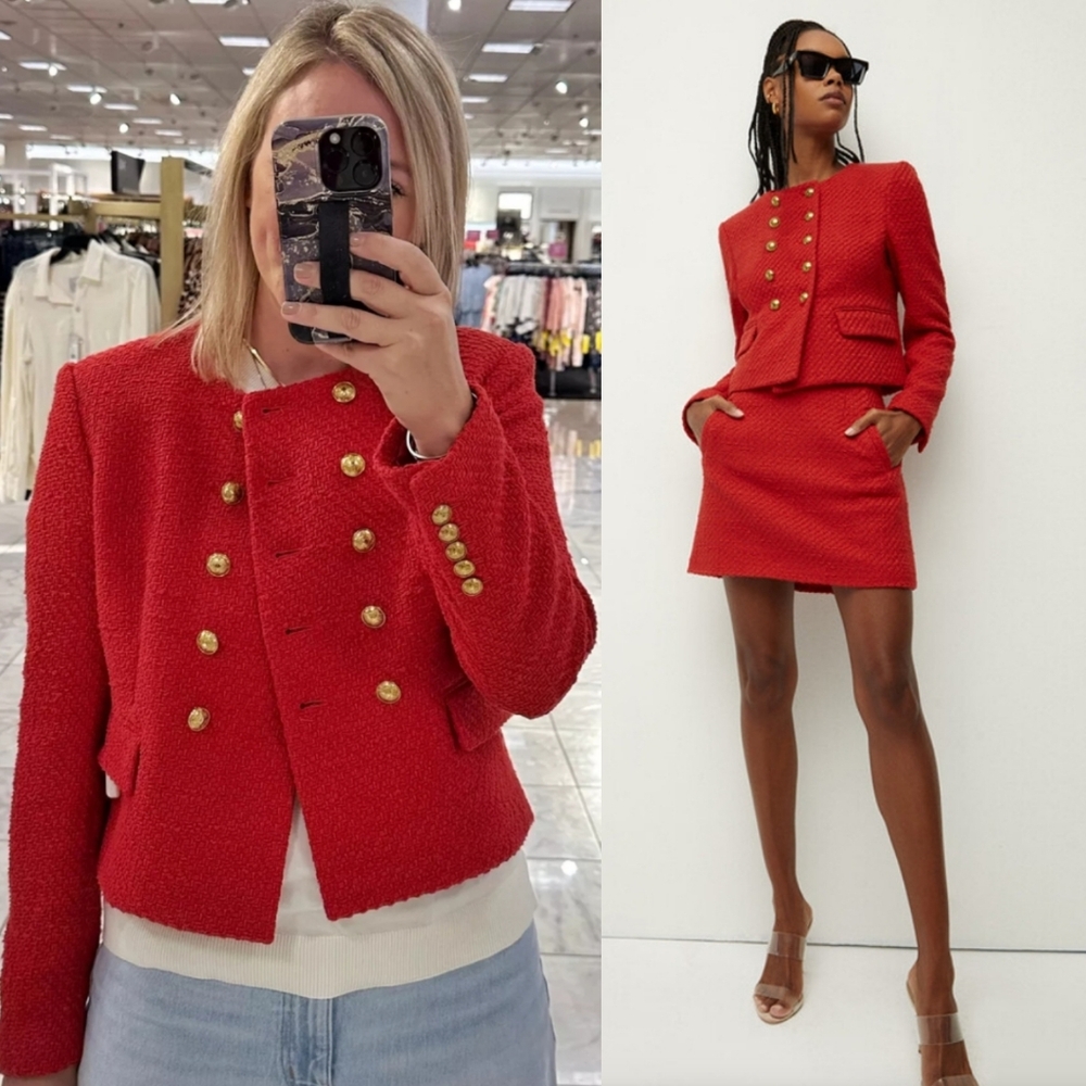 Veronica Beard Bentley Tweed Red Jacket blazer size 12